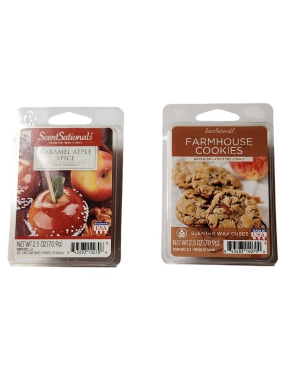 Scentsationals Wax Melts Set Of 2 Caramel Apple Spice Farmhouse Cookies holiday